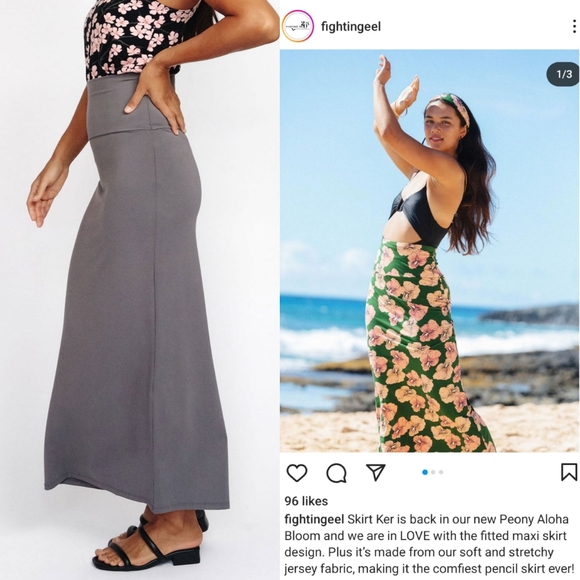 New Ava Sky Skirt Ker Peony Aloha Bloom M Maxi Pencil Hibiscus Fighting Eel Long - Picture 5 of 15